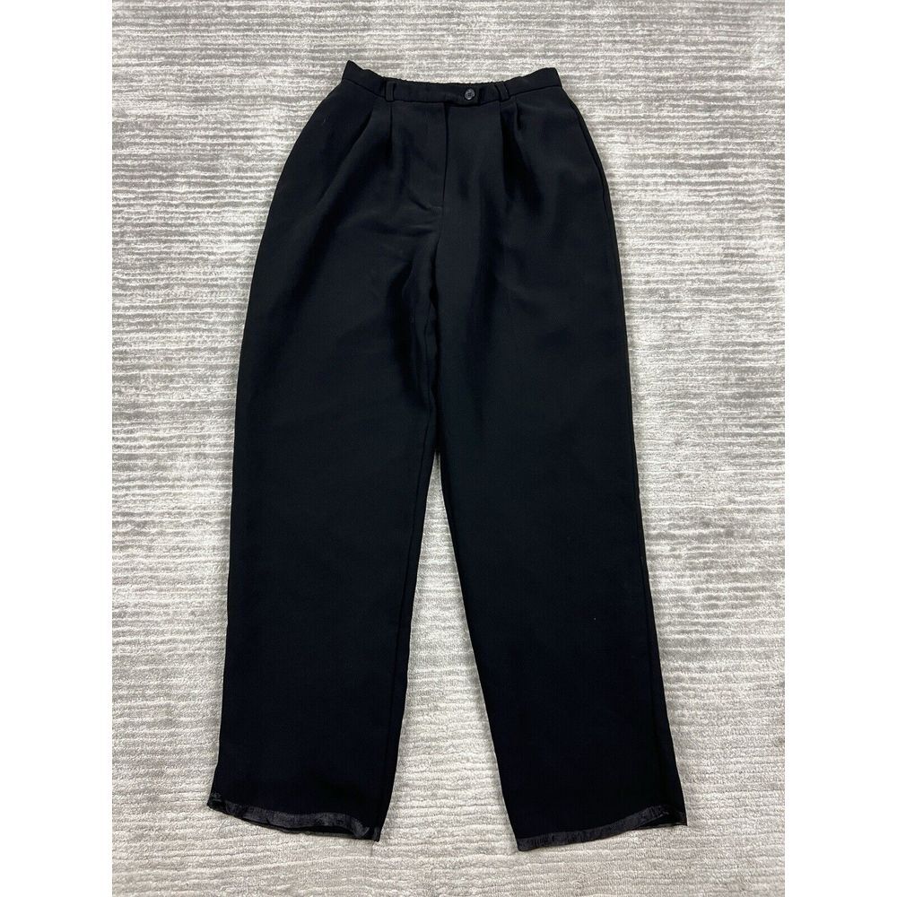 Worthington Petite Pants Womens 10P Black Lined Dress Pleated Casual